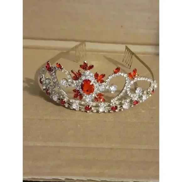 Red and Silver Crystal Tiara - Picture 1 of 7